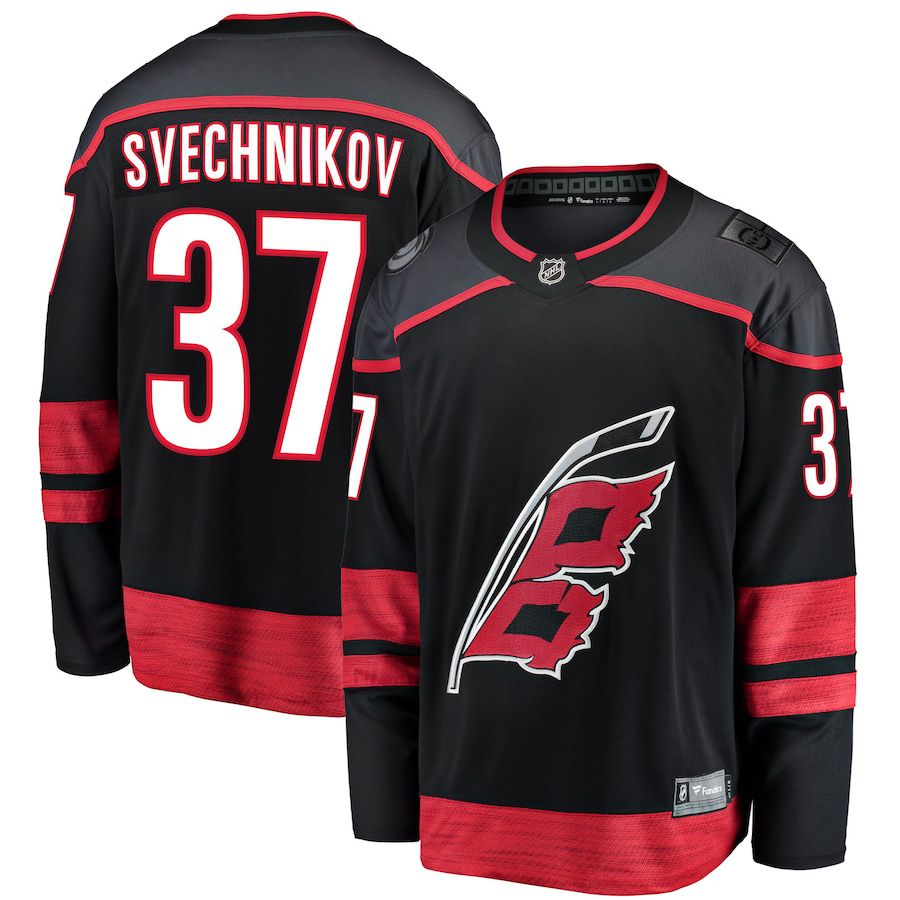 Men Carolina Hurricanes #37 Andrei Svechnikov Fanatics Branded Black Home Premier Breakaway Player NHL Jersey